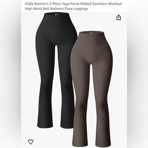 OQQ Women's 2 Piece Yoga Pants Ribbed Seamless Workout High Waist Flare Leggings